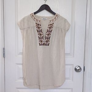 Madewell Beige Embroidered Blouse